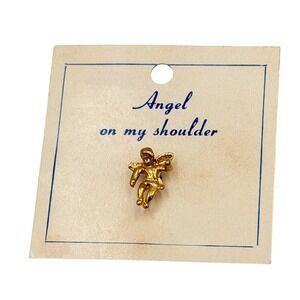 Vintage Goldtone Guardian Angel Pin Cherub Spirit Lapel Religious